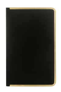 123-0236 Monaco Süet Sert Kapak Defter 100gr. 96 Yaprak 13x21 cm. Kenar Altın Demir ve Altın Yaldız Çizgiliı Siyah - Thumbnail
