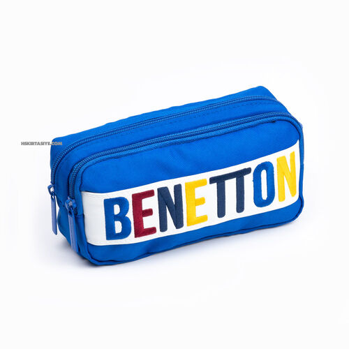 Benetton İki Bölmeli Kalem Çantası Mavi Benetton Kabartmalı 70061 0611