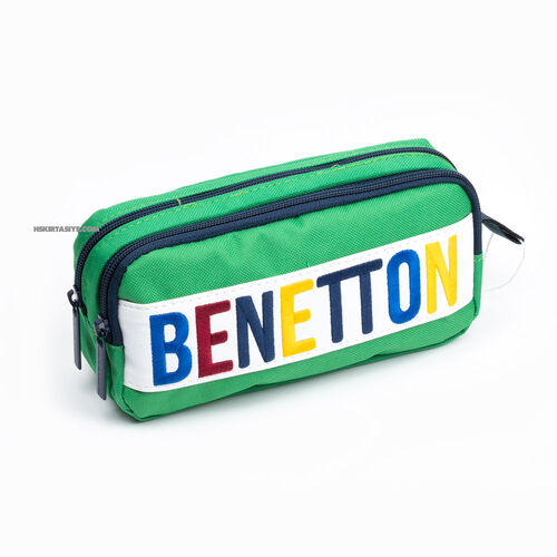 Benetton İki Bölmeli Kalem Çantası Yeşil Benetton Kabartmalı 70067 0673