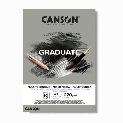 Canson Graduate A5 220 gr Gri Mix Media Boya / Çizim Defteri 9395