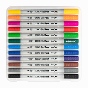 CEO Dual Pen 12 Renk Çift Taraflı Brush/Fineliner Kalem Seti 6624 - Thumbnail