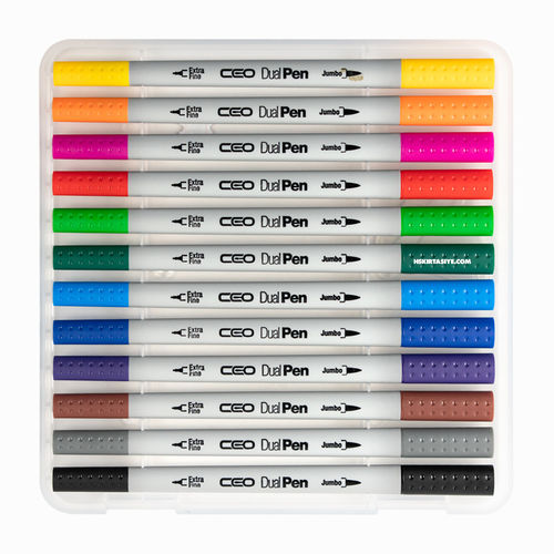 CEO Dual Pen 12 Renk Çift Taraflı Brush/Fineliner Kalem Seti 6624
