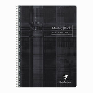 Clairefontaine A4+ Meeting Book date - notes - action Çizgili Defter 82140C Black 1738 - Thumbnail