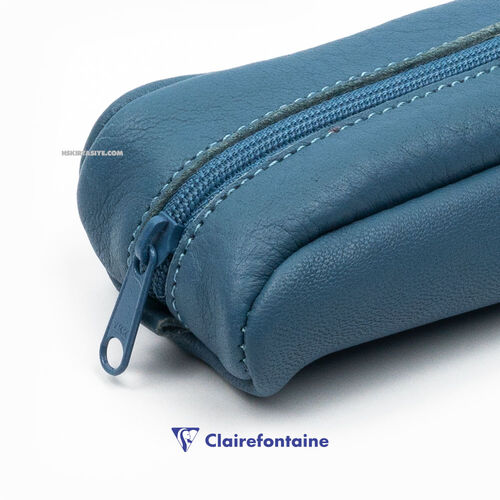 Clairefontaine Age Bag Small Oval Deri Kalem Çantası Blue 77012C 4543