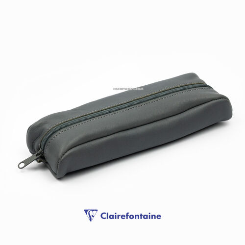Clairefontaine Age Bag Small Oval Deri Kalem Çantası Grey 77012C 4529