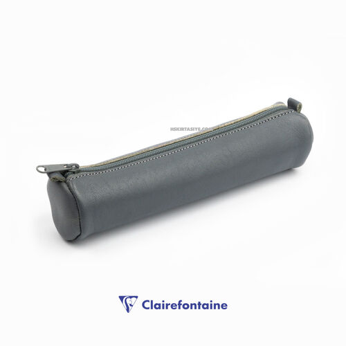 Clairefontaine Age Bag Small Round Deri Kalem Çantası Grey 77011C 0117