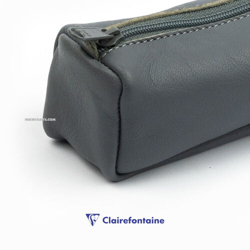 Clairefontaine Age Bag Square Deri Kalem Çantası Grey 77013C 4574