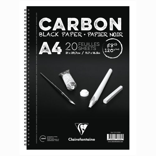 Clairefontaine Carbon Siyah A4 Çizim Defteri Perforeli Yandan Spiralli 6182