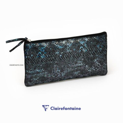 Clairefontaine CELESTE Flat Deri Kalem Çantası Laser Noir 410016C 0163