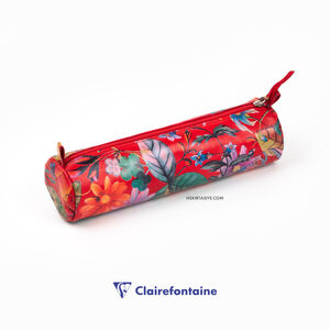 Clairefontaine CELESTE Round Deri Kalem Çantası Red Garden 410108C 1085 - Thumbnail