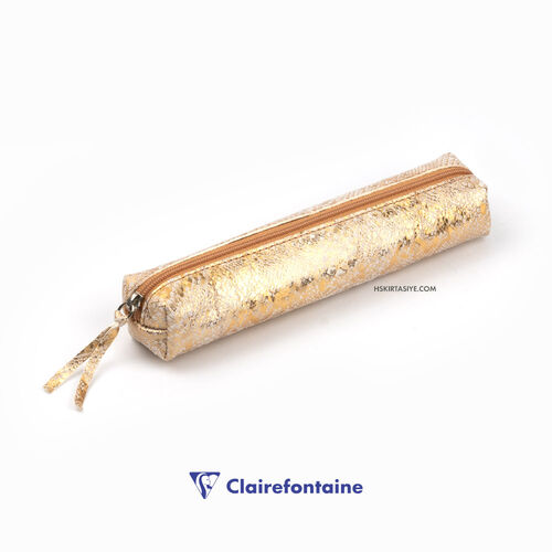 Clairefontaine CELESTE Slim Deri Kalem Çantası Laser Gold 410021C 0217