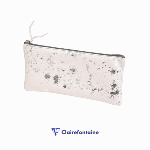 Clairefontaine COSMICUIR Flat Deri Kalem Çantası Silver 400067C 0678