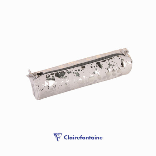 Clairefontaine COSMICUIR Round Deri Kalem Çantası Silver 400058C 0586