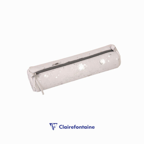 Clairefontaine COSMICUIR Round Deri Kalem Çantası Silver 400061C 0616