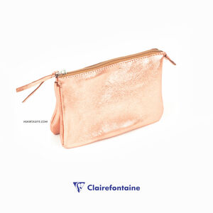Clairefontaine Cuirise Small Flat Pocket 2 Bölmeli Deri Çanta Copper 400014C 0142 - Thumbnail