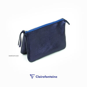 Clairefontaine Cuirise Small Flat Pocket 2 Bölmeli Deri Çanta Petrol 400012C 0128 - Thumbnail