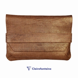 Clairefontaine KLEO PATHRA Flap Pocket Deri Clutch Bronze 410057C - Thumbnail