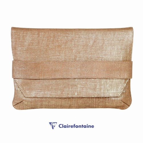 Clairefontaine KLEO PATHRA Flap Pocket Deri Clutch Gold 410058C