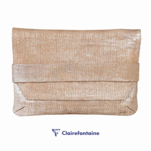 Clairefontaine KLEO PATHRA Flap Pocket Deri Clutch Silver 410059C - Thumbnail