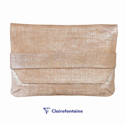Clairefontaine KLEO PATHRA Flap Pocket Deri Clutch Silver 410059C