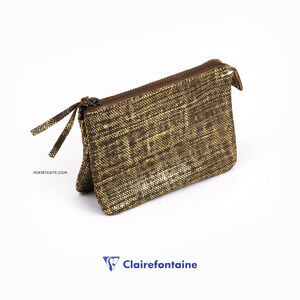Clairefontaine KLEO PATHRA Small Flat Pocket 2 Bölmeli Deri Çanta Gold 410046C 0460 - Thumbnail