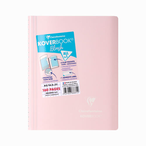 Clairefontaine Koverbook Blush A5 Spiralli Kareli Defter Powder Pink 366681C 2155