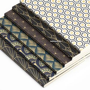 Clairefontaine Neo Deco Fall/Winter Collection 9x14cm Çizgili Defter Honeycomb Gold Black 192096 1073 - Thumbnail
