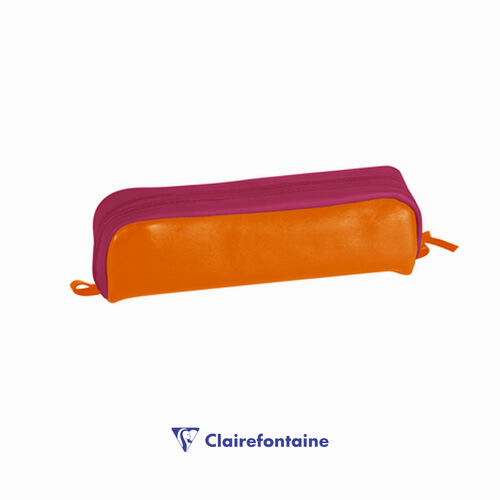 Clairefontaine Trousse Rectangular Deri Kalem Çantası Orange Fuchsia 8399C 3996
