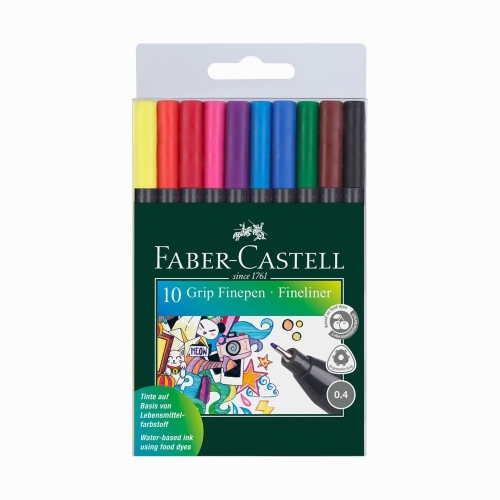 Faber Castell 10'lu GRIP Finepen 0.4 mm Fineliner Set 6101