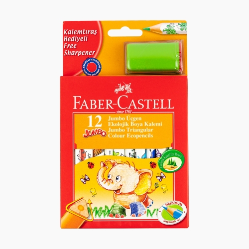 Faber Castell 12 Renk Jumbo Üçgen Ekolojik Boya Kalemi 123013 2540