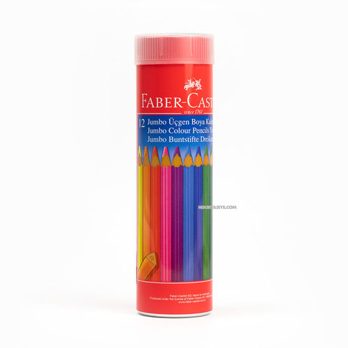 Faber Castell 12 Renk Metal Tüp Jumbo Üçgen Kuru Boya Kalemi 9088