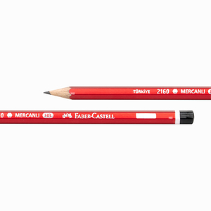 Faber Castell 2160 HB Mercanlı Köşeli Ahşap Kurşun Kalem Kırmızı 6000 - Thumbnail
