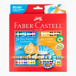 Faber Castell 24 Renk Çift Uçlu (48 Renk) Boya Kalem Seti 120624 5137 - Thumbnail