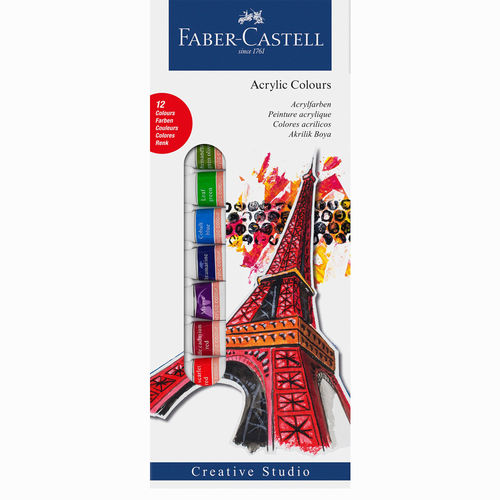 Faber Castell Creative Studio 12 Renk Akrilik Boya Seti 5011