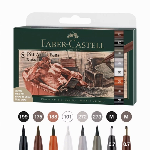Faber Castell Pitt Artist Pens Brush Fırça Uçlu Kalem Seti Classic 167172