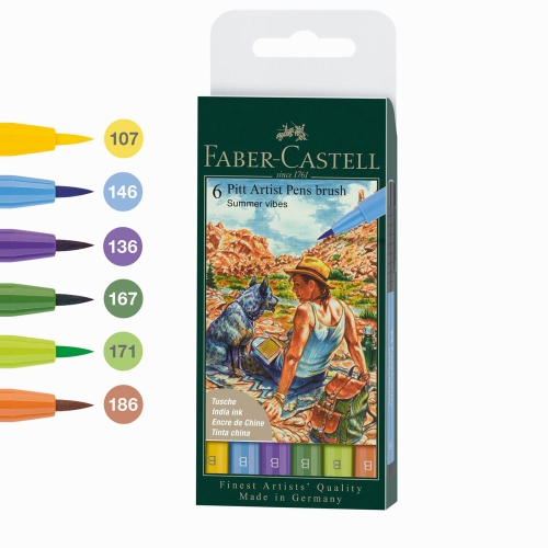 Faber Castell Pitt Artist Pens Brush Fırça Uçlu Kalem Seti Colour Summer Vibes 167178