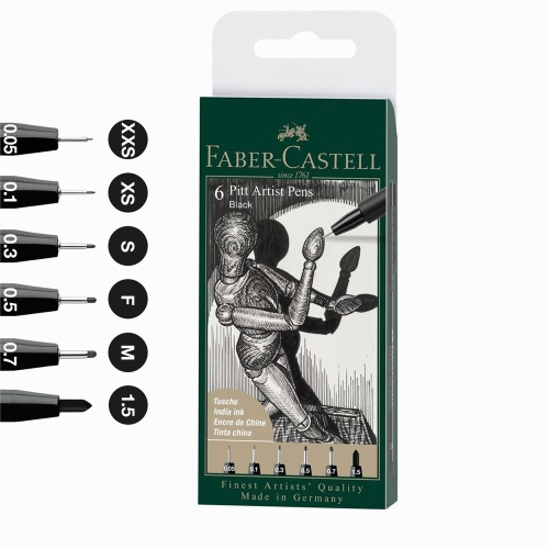 Faber Castell Pitt Artist Pens Fiber Uçlu Kalem Seti Black 1671545