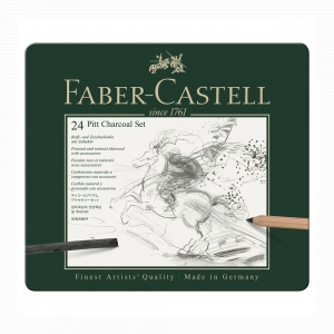 Faber Castell Pitt Charcoal 24'lü İşlenmiş Kömür Resim Seti 9783 - Thumbnail