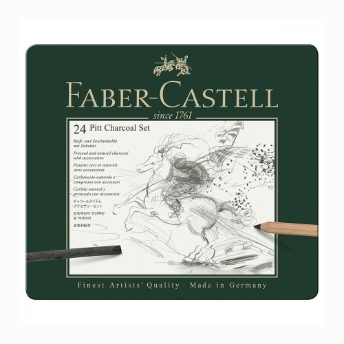 Faber Castell Pitt Charcoal 24'lü İşlenmiş Kömür Resim Seti 9783
