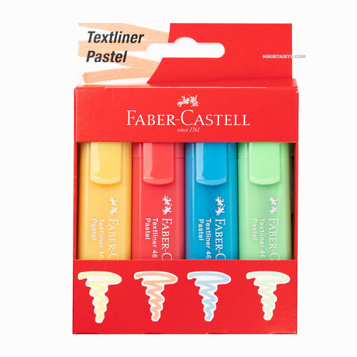 Faber Castell Textliner 46 Pastel 4 Renk İşaretleme Kalemi Seti 6244
