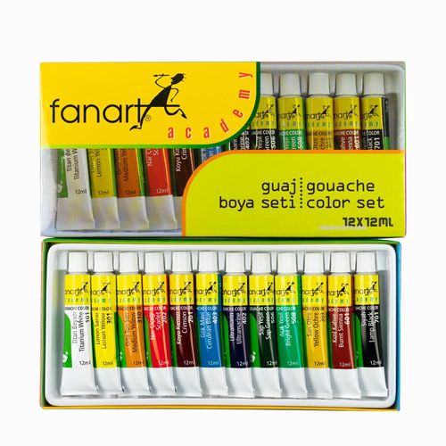 Fanart Academy 12 Renk Guaj Boya Seti 12x12ml 5002