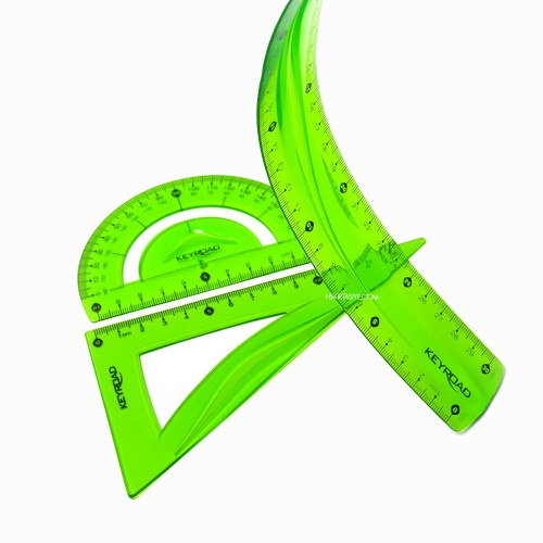 Keyroad Flex 30 cm Esnek Cetvel Gönye Seti Yeşil 8848