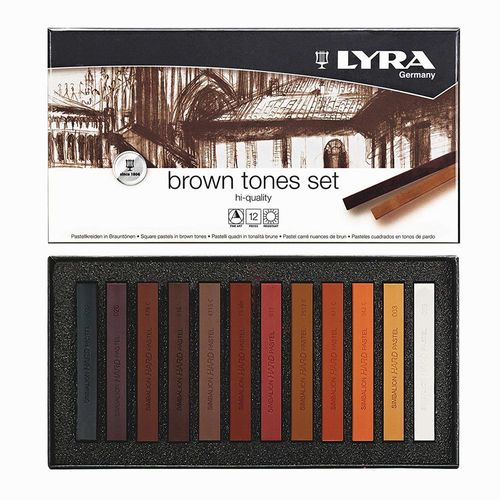 Lyra Polycrayon 12'li Kahverengi Tonları Toz Pastel Boya Seti 0998