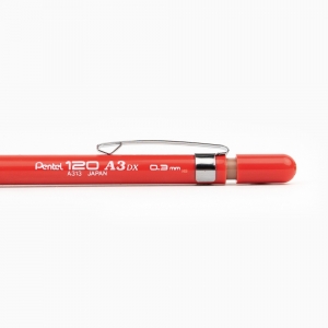 Pentel 120 A3DX 0.3 mm Mekanik Kurşun Kalem Kırmızı A313-B 3003 - Thumbnail
