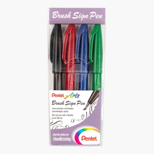 Pentel Touch Brush Pen 4'lü Set Ana Renkler