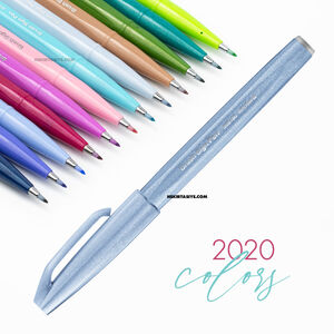 Pentel Brush Sign Pen Touch Grey Blue SES15C 5095 - Thumbnail
