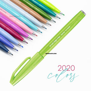 Pentel Brush Sign Pen Touch Light Green SES15C 5040 - Thumbnail