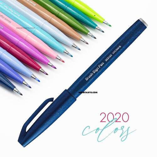 Pentel Brush Sign Pen Touch Blue Black SES15C 5019