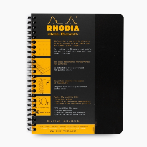 Rhodia dotBook A5 Dot (Noktalı) Spiralli Defter Siyah 4395
