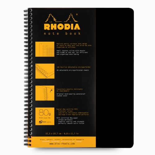 Rhodia Note Book A4 Telli Kareli Akademik Defter Siyah 0090